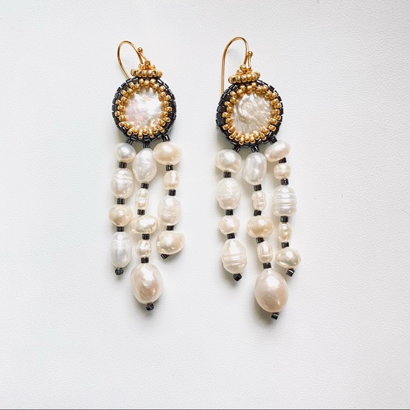 Hand Crafted Jewelry - New Pearl Earrings / Seed Bead Earrings